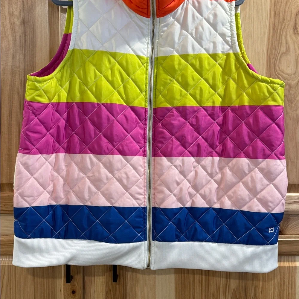Crown & Ivy Multicolor Striped Colorblock Women’s Quilted Outdoor Vest Size XXL